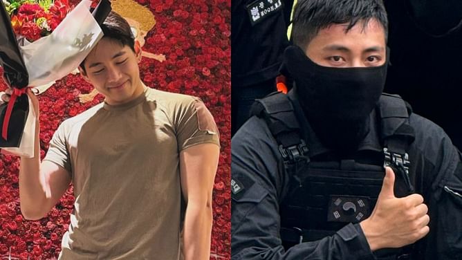 “So proud of you Captain Kim Taehyung”— Fans react as BTS’ V is seen with Special Warrior badge in viral restaurant visit photos