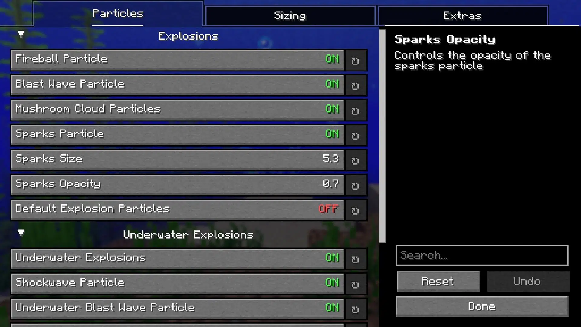 The mod has loads of configurable settings in the game (Image via Sportskeeda Gaming || Mojang Studios)