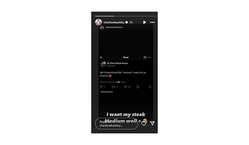 Charles Barkley responds to St. Elmo Steakhouse on Instagram