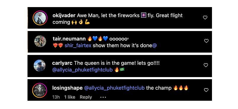 Screenshot of comments. [ONE Championship/Instagram]