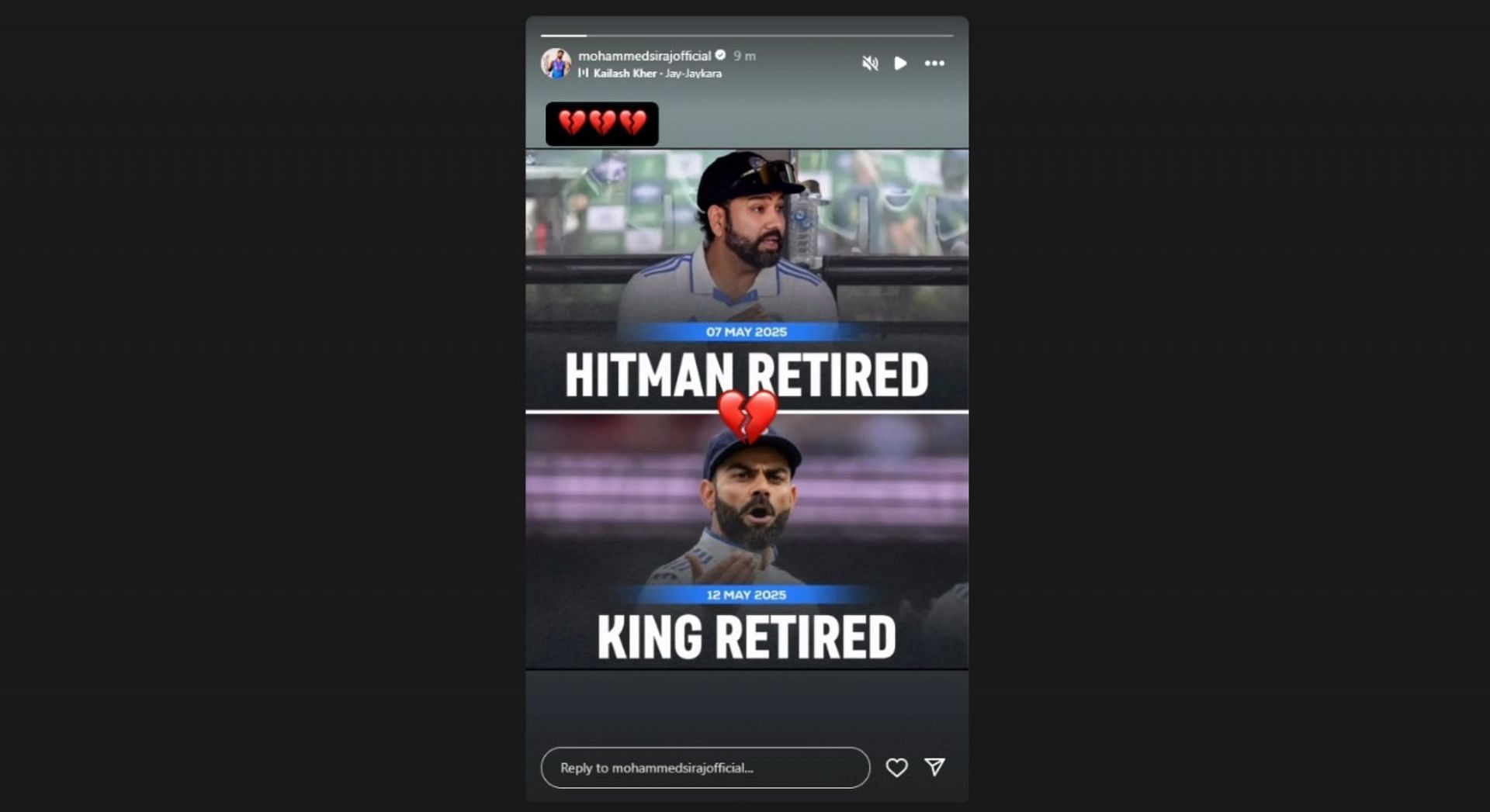 Mohammed Siraj&#039;s latest Instagram post for Virat Kohli and Rohit Sharma. [Pic credits: @mohammedsirajofficial]