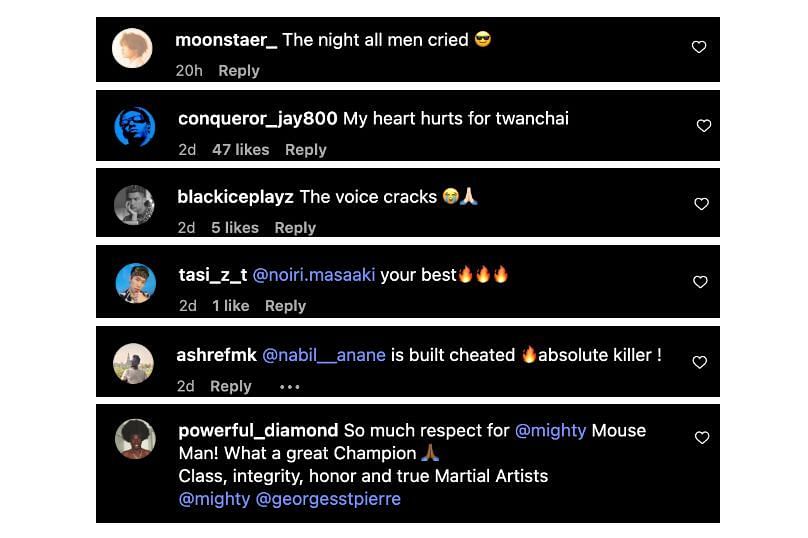 Screenshot of comments. [ONE Championship/Instagram]