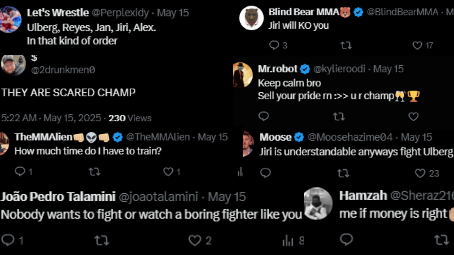 Fan comments on Magomed Ankalaev&#039;s post. [Screenshots courtesy: @AnkalaevM on X]