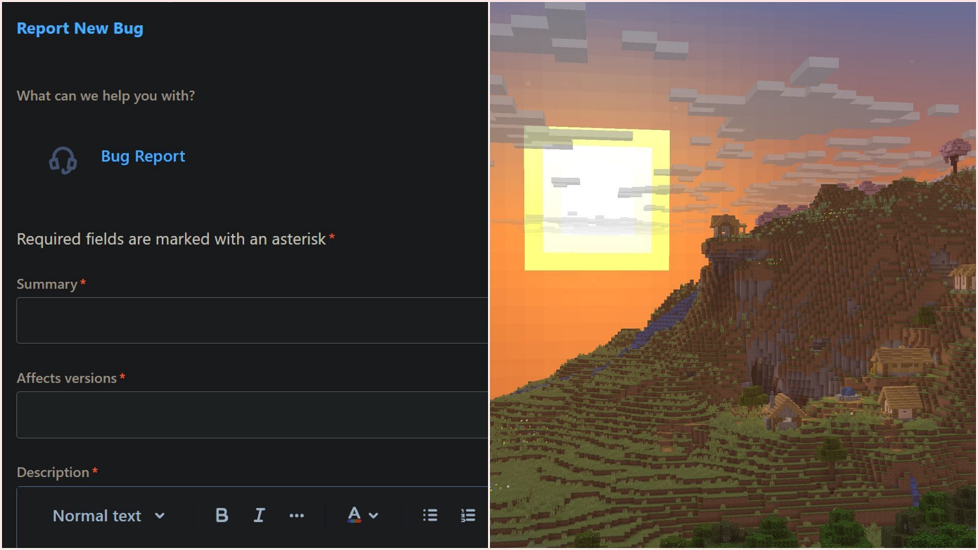 Players can report glitches and bugs to Mojang