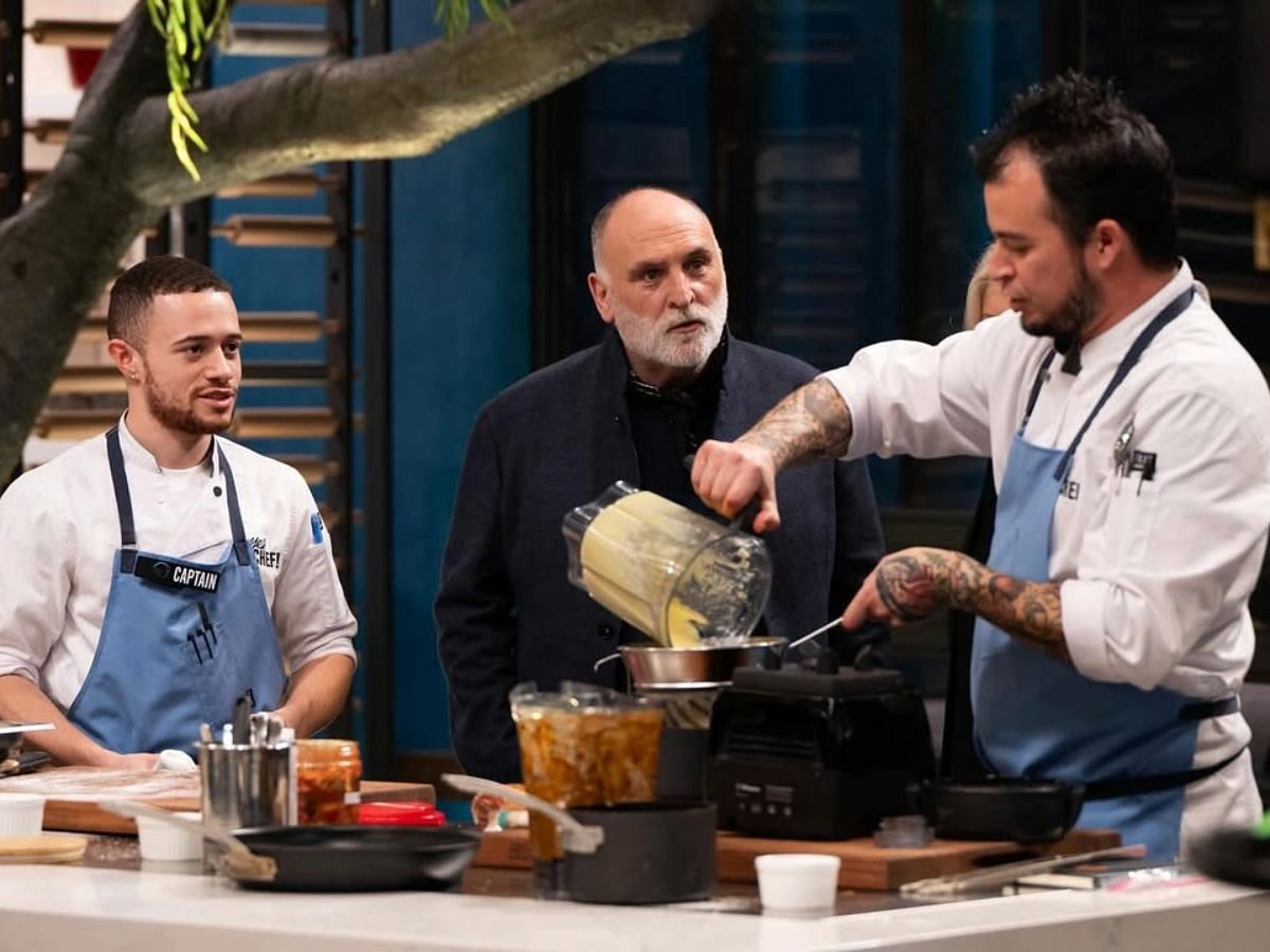 (L-R) Peter, judge Jose Andres, and Chris from Yes, Chef! (Image via Instagram/@peteys_cooking)