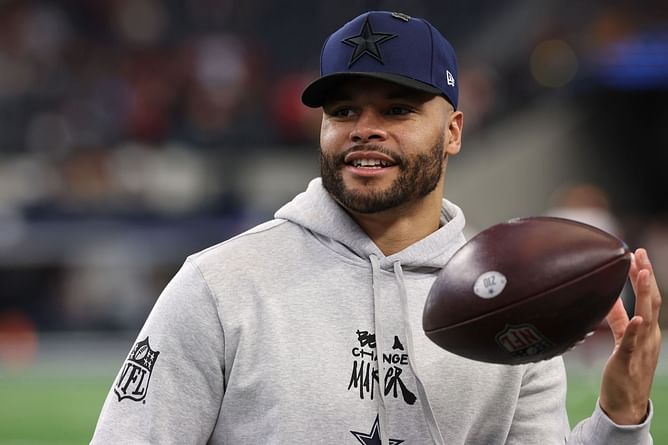 WATCH: Cowboys QB Dak Prescott does his iconic pregame 'hip-whip' routine during the NASCAR race at Texas Motor Speedway
