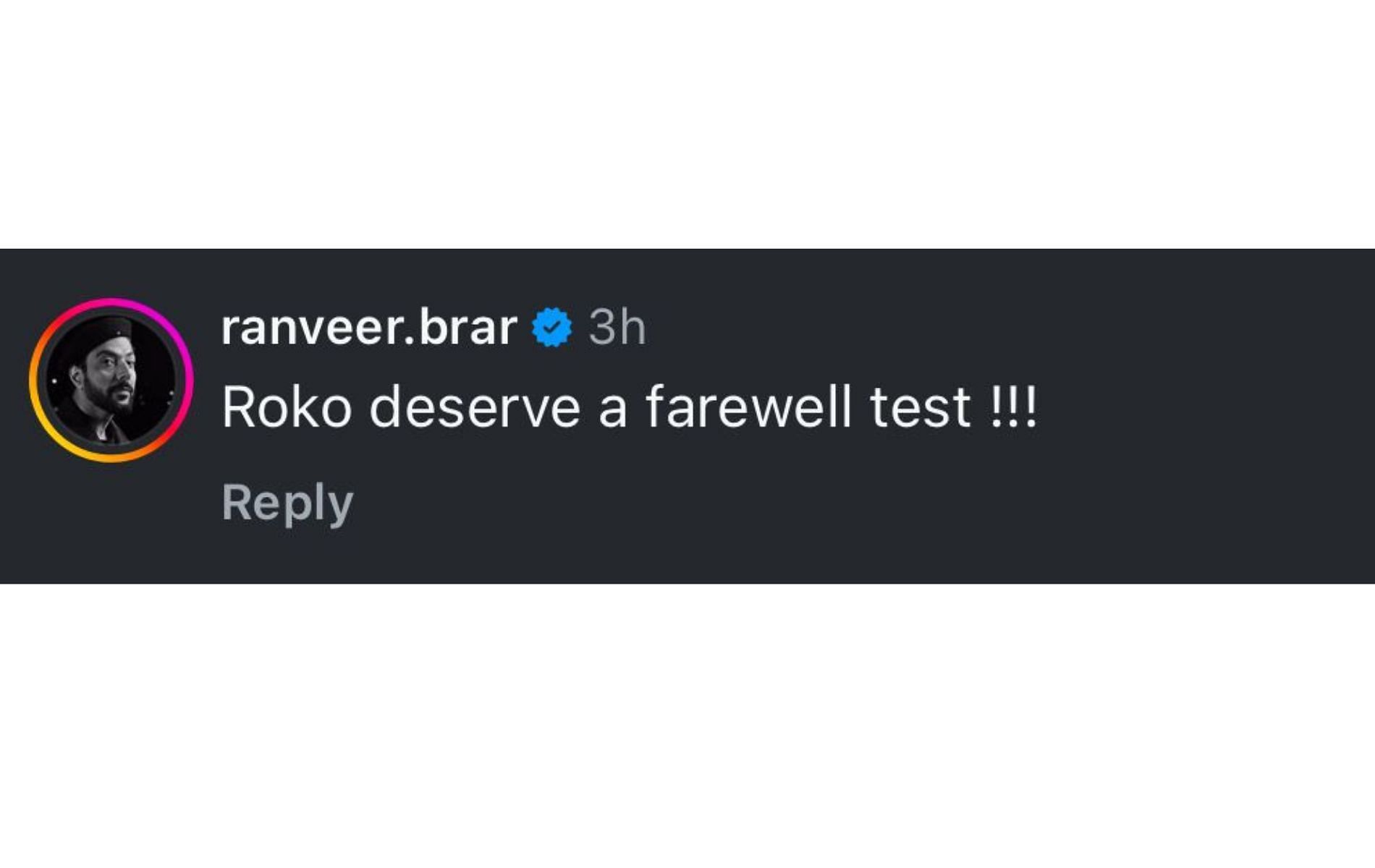 Screenshot of Ranveer Brar's comment.
