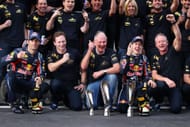 In Picture: Sebastian Vettel (2nd right) of Germany and Christian Horner, team principal of Red Bull Racing, celebrate with Red Bull Racing Motorsport Consultant Dr. Helmut Marko - Source: Getty Images