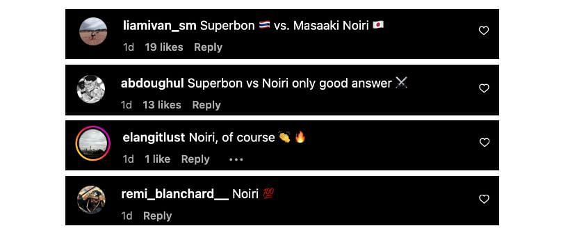 Screenshot of comments. [ONE Championship/Instagram]