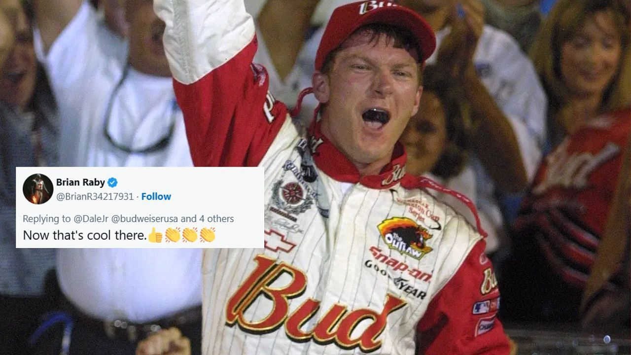 Dale Earnhardt Jr. 2001 Pepsi 400 (Background Image via Imagn, Inset via X/@BrianR34217931)