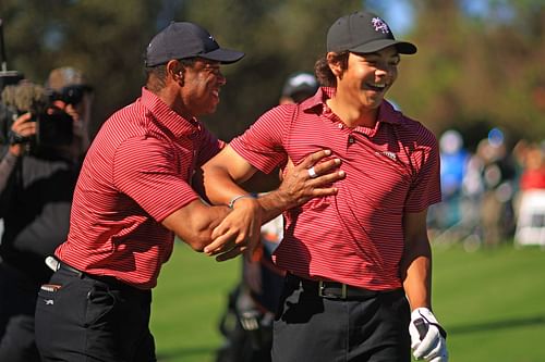Charlie Woods and Tiger Woods at the PNC Championship - Round Two - Source: Getty