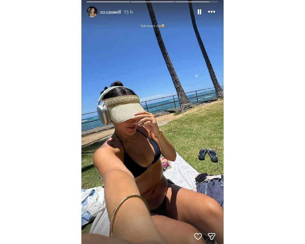 Dillon Gabriel&rsquo;s girlfriend Zoe poses in black bikini while enjoying &ldquo;solo beach day&rdquo; [IG/@zo.caswell]