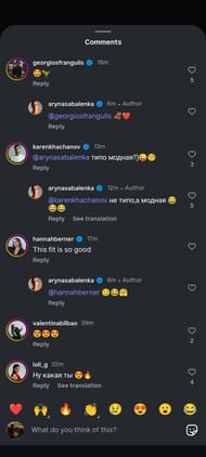 Georgios Frangulis' comment on Aryna Sabalenka's post - Image Source Instagram