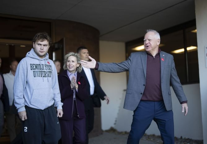 "It blew me away": Minnesota governor Tim Walz shares his feelings about son Gus Walz taking up high school volleyball following viral DNC moment