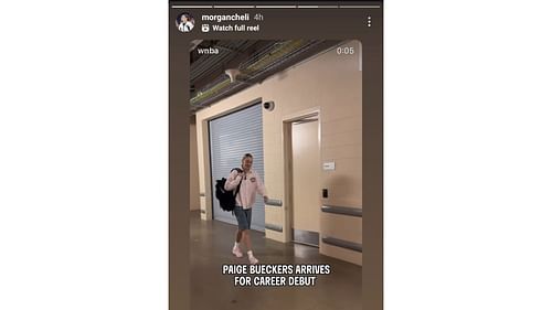 UConn's Morgan Cheli shared Paige Bueckers' arrival ahead of her WNBA regular season debut for the Dallas Wings on her Instagram story. Source: Instagram/@morgancheli