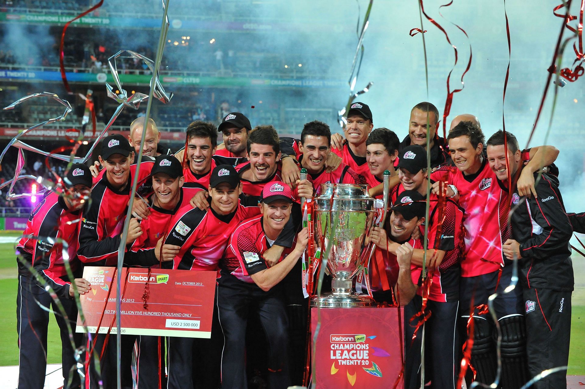 Sydney Sixers celebrate winning the CLT20 title in 2012. Source: Getty