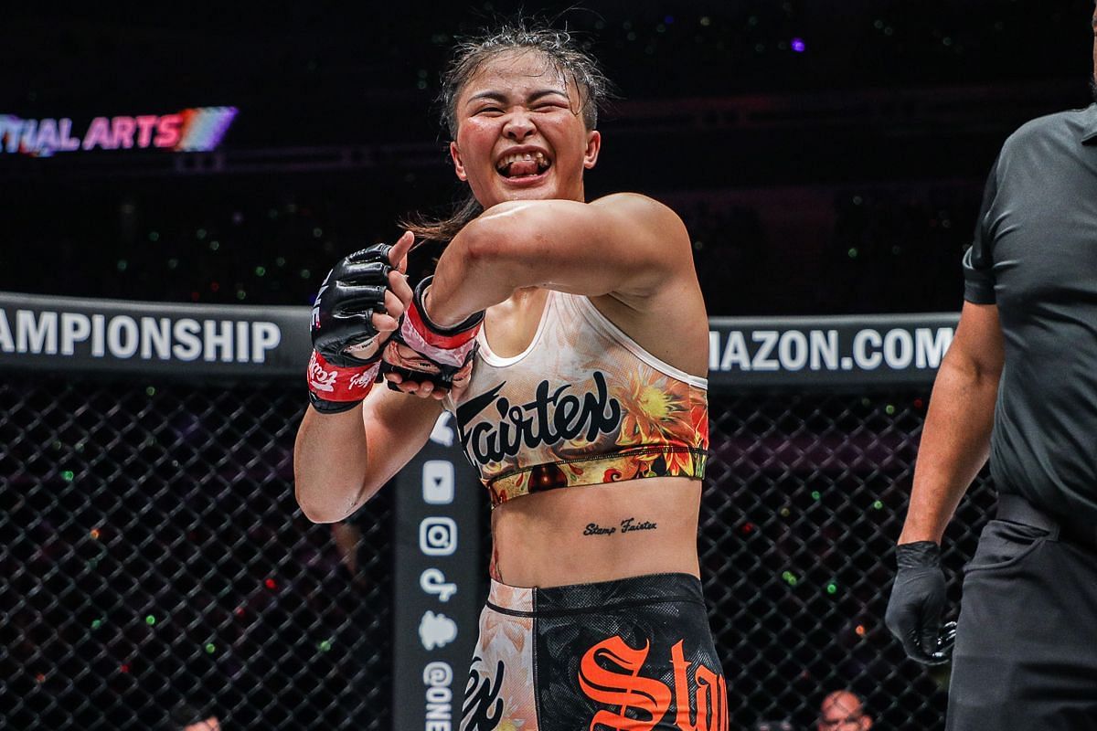 Stamp Fairtex smiles at fans in the Circle
