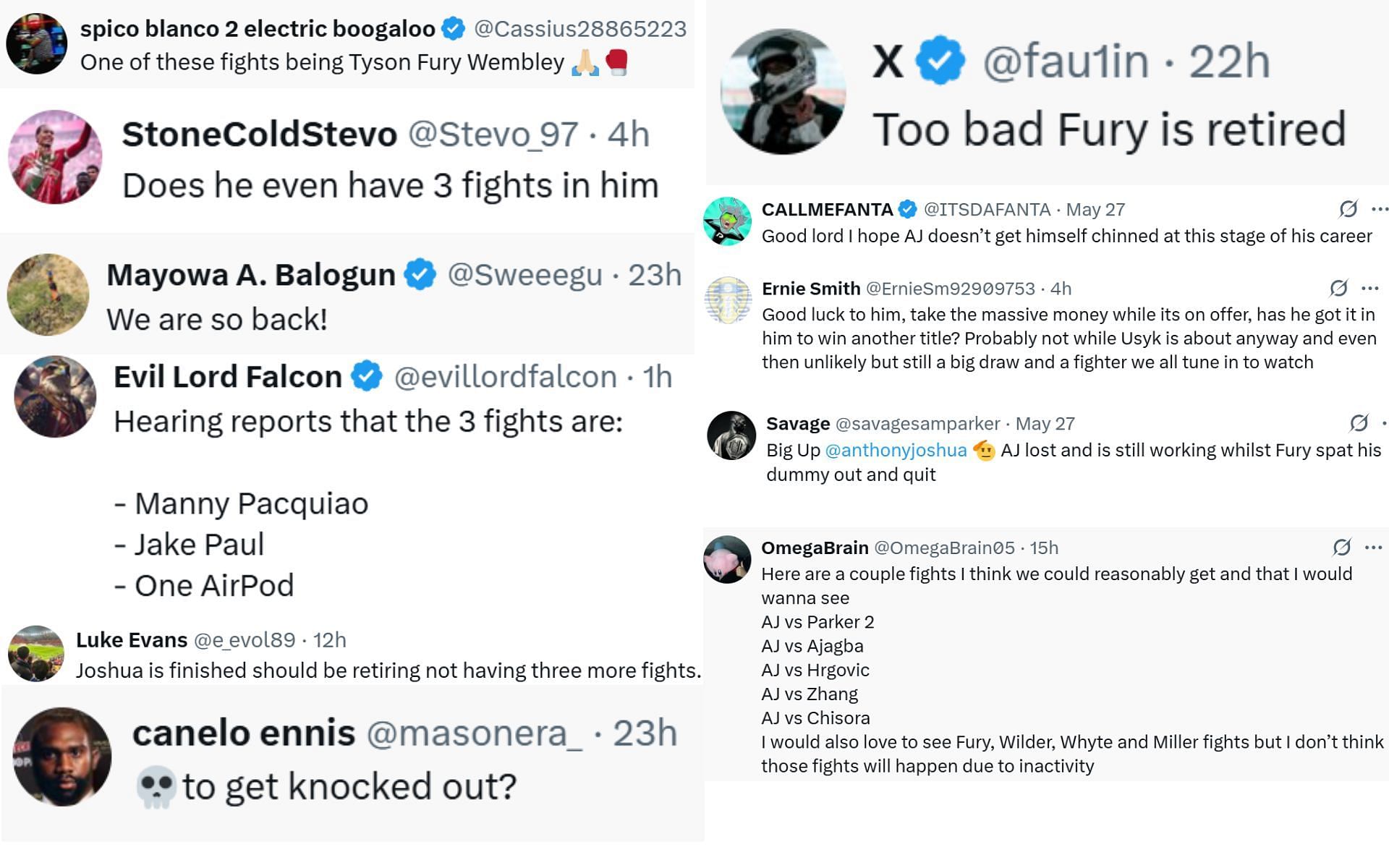 Fan reactions [Screenshots courtesy: @BoxingKingdom14 on X]