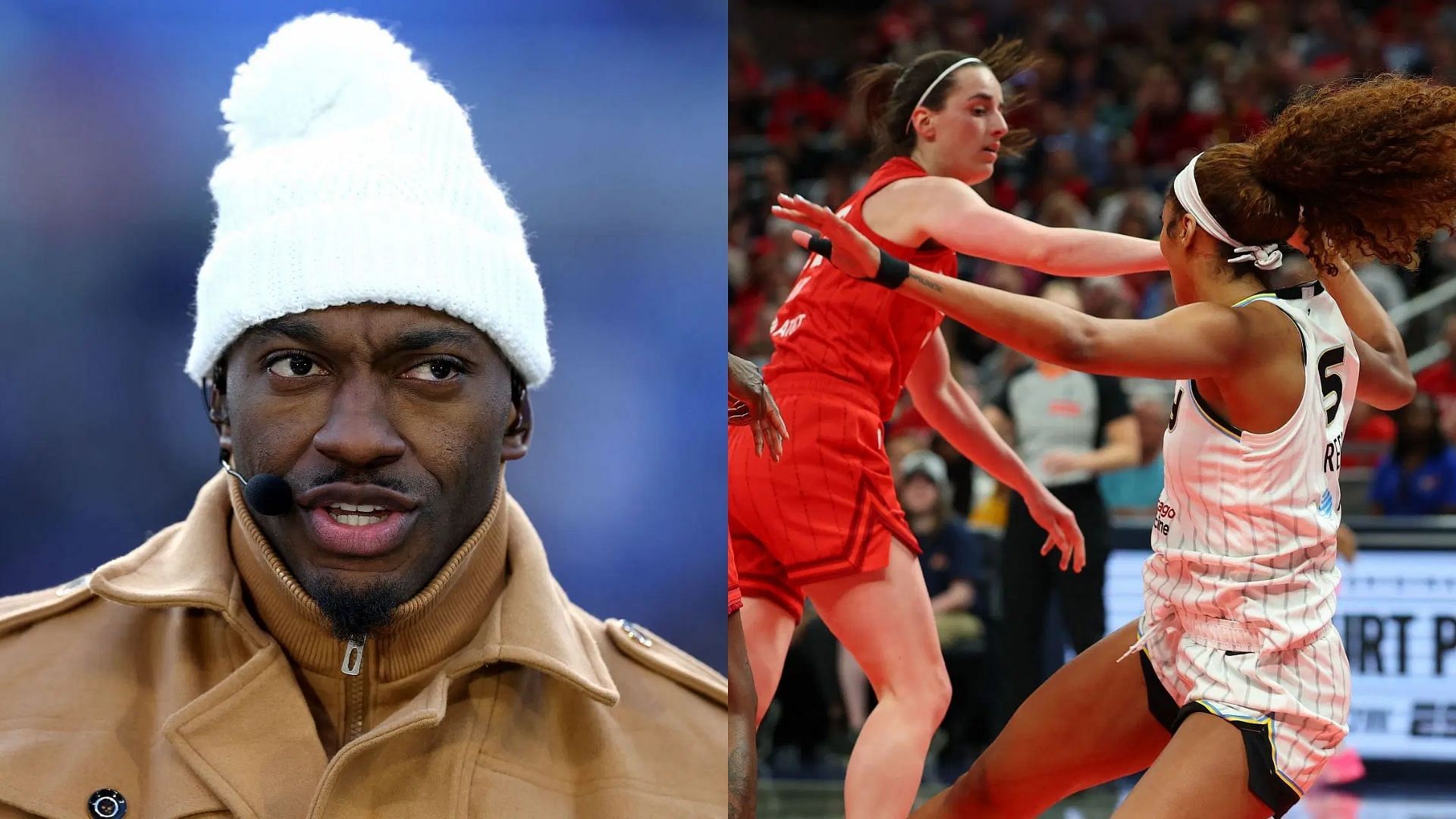 Robert Griffin III reacts to Angel Reese-Caitlin Clark feud - via Getty/CMS