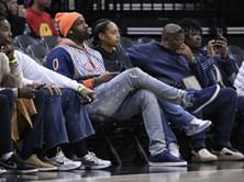 Gilbert Arenas hypes younger son Aloni Arenas as he pulls off a buzzer-beater for Compton Magic