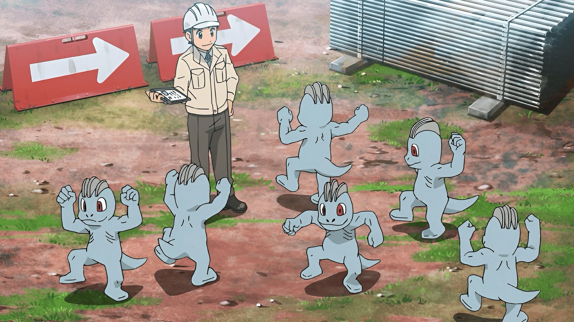 Machop in the anime (Image via TPC)