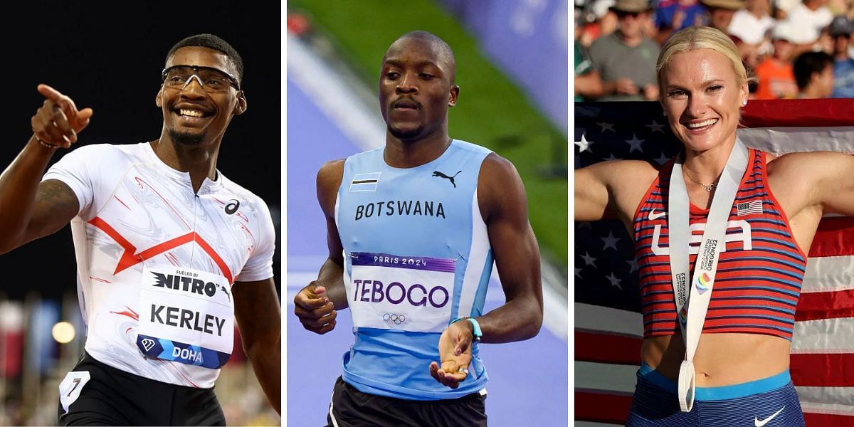 Fred Kerley (L), Letsile Tebogo (C) and Katie Moon (R) competed at the 2025 Rabat Diamond League.PHOTO: Getty Images 
