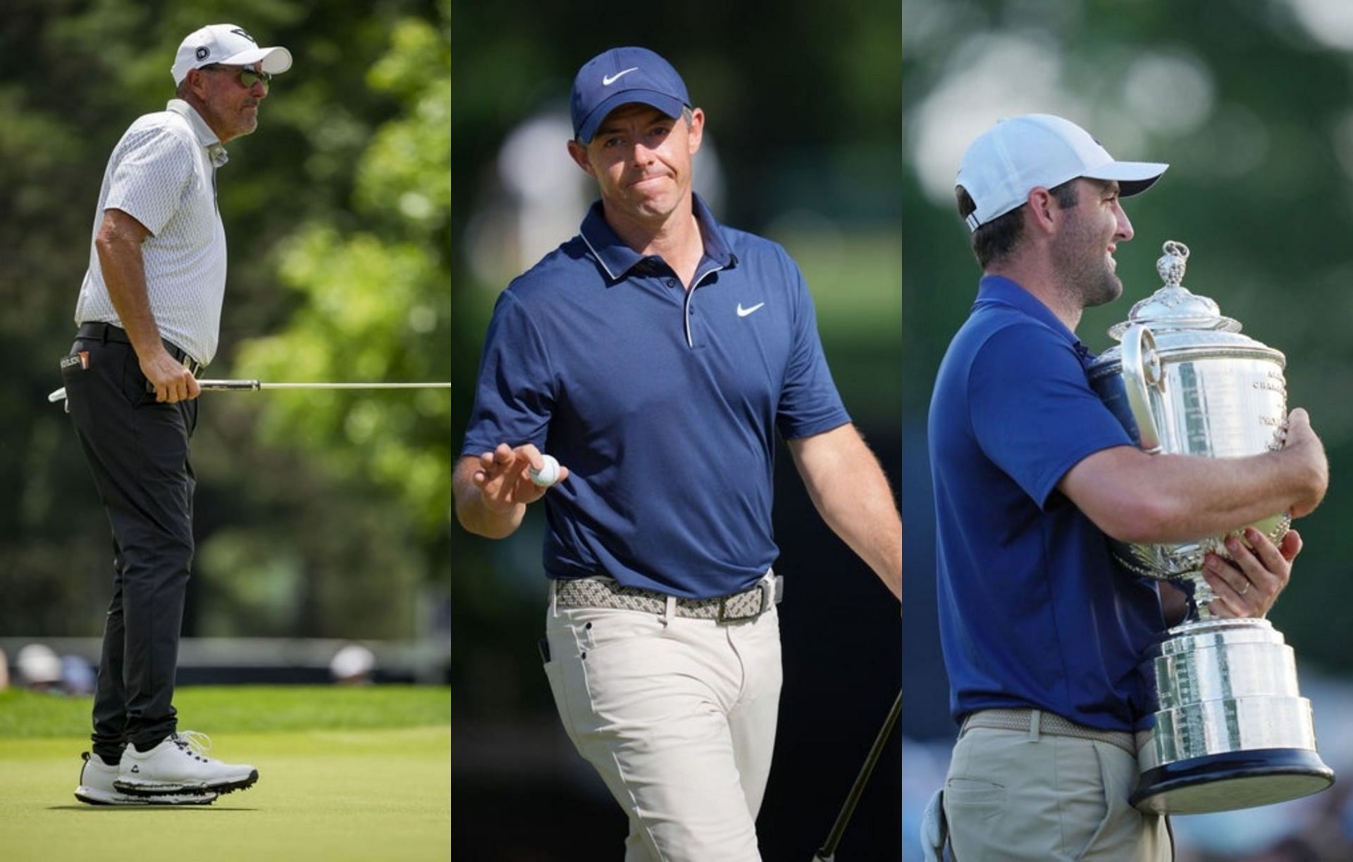 Phil Mickelson, Rory McIlroy and Scottie Scheffler (Image via Imagn)
