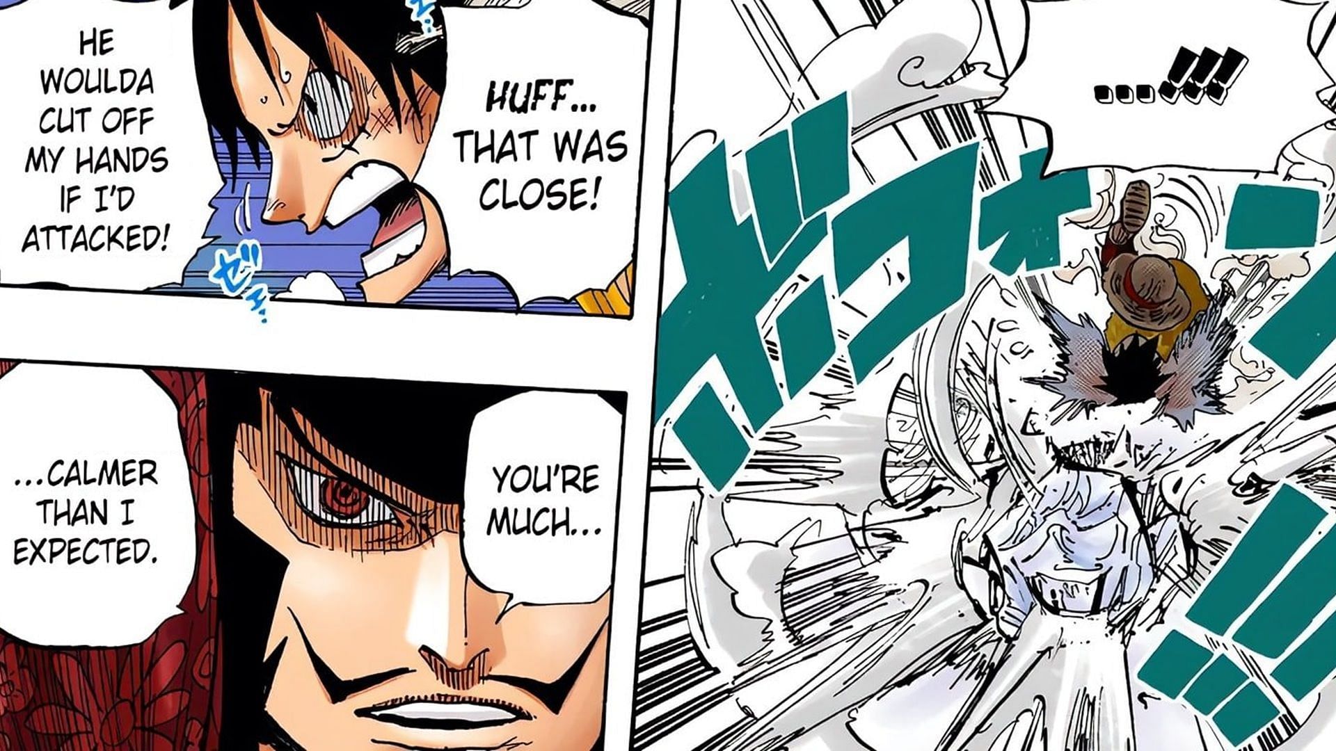 Luffy and Mihawk in One Piece chapter 561 (Image via Shueisha)