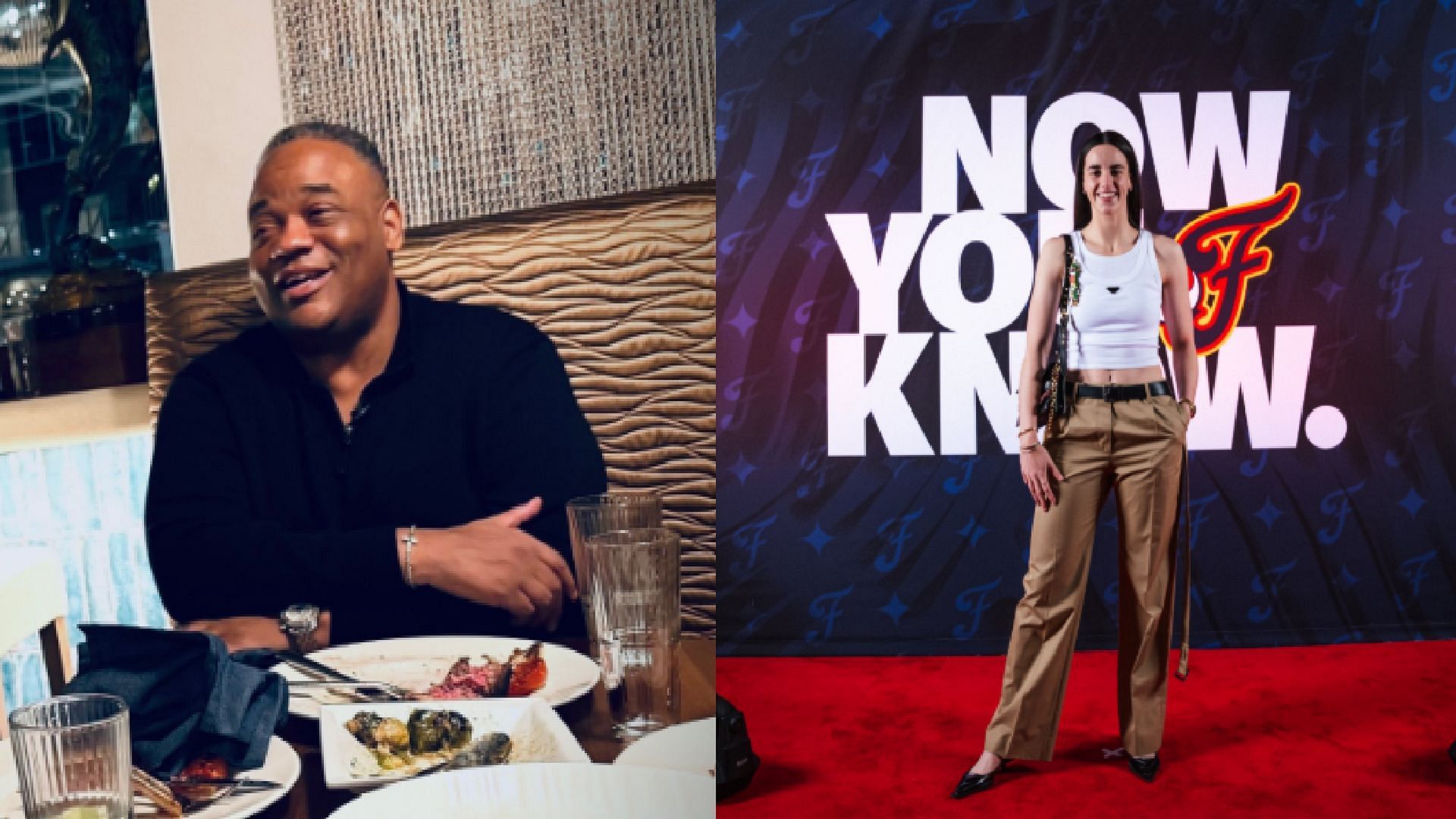 An image of Jason Whitlock and Caitlin Clark side by side