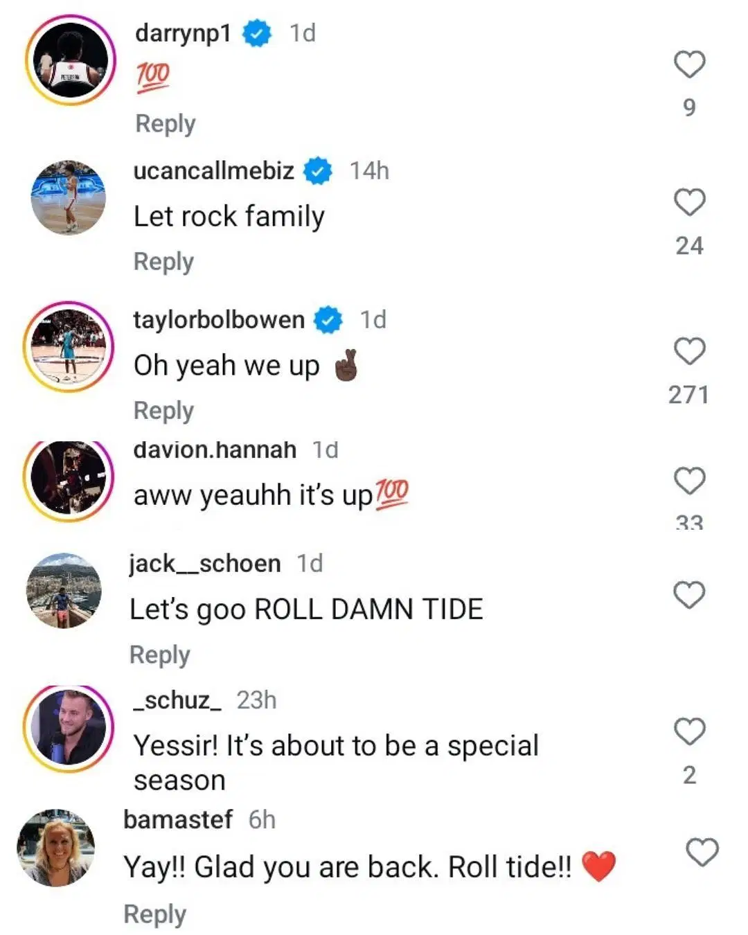 Darren Peterson interacts in Kansas with Laparon Felon after returning to Alabama. (Image via Instagram @B1RRON)