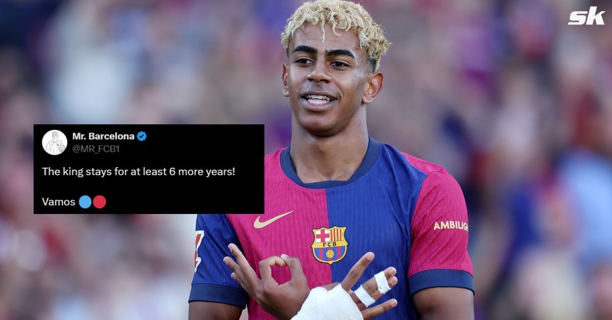 Barcelona fans react as Lamine Yamal signs contract extension - (Image: Getty, X/@MR_FCB1)