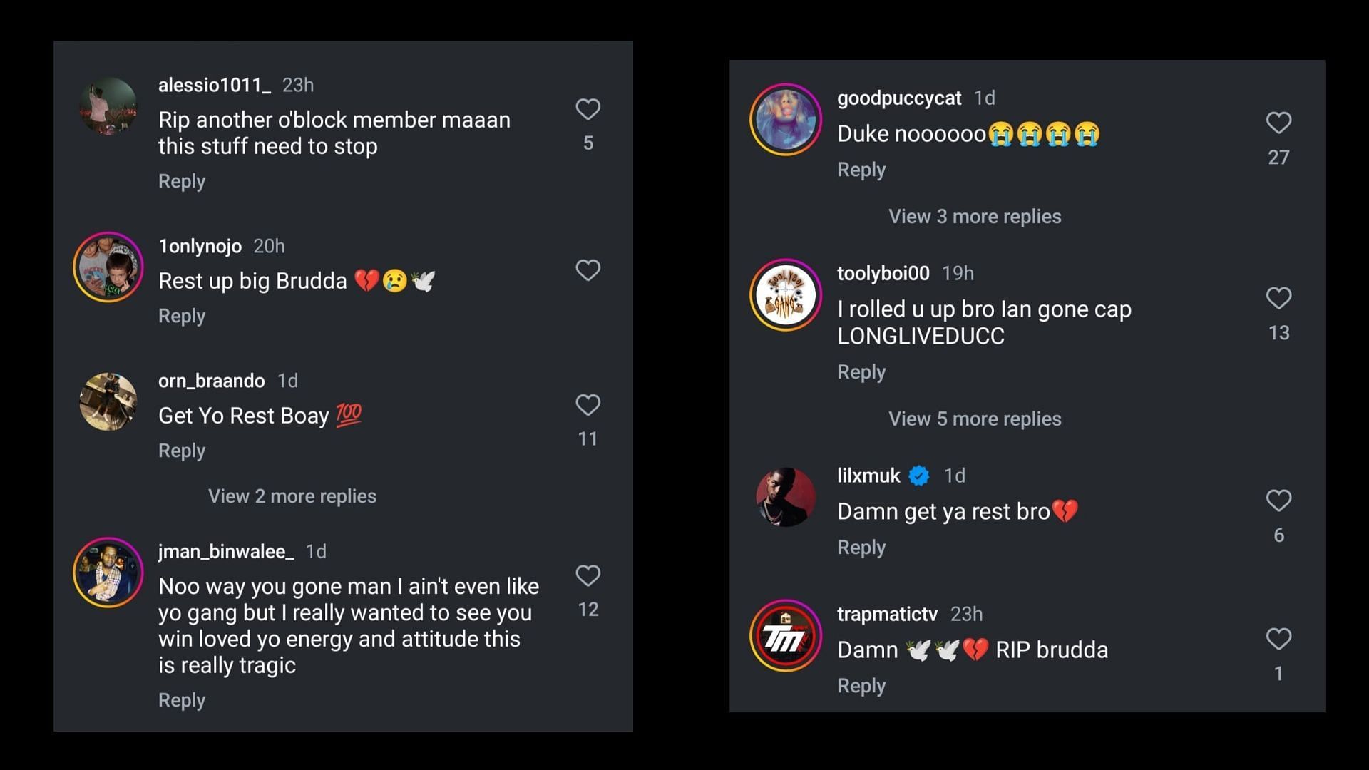 Online tributes (Images via Instagram/munnaduke_)