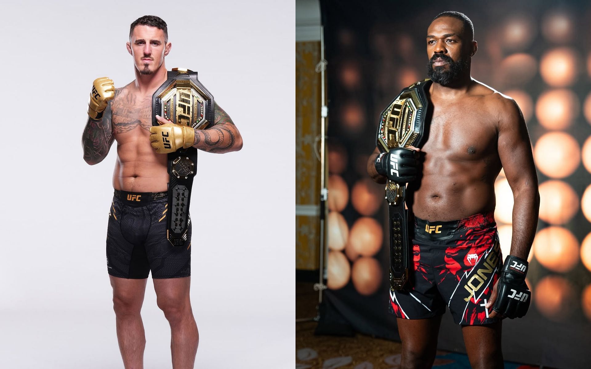 Tom Aspinall (left) is eager to fight Jon Jones (right). [Images courtesy: @tomaspinallofficial and @ufcfra on Instagram]