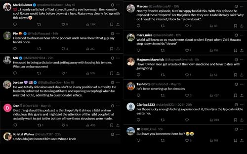 Fans react to video of Joe Rogan's heated debate with podcast guest. [Screenshots courtesy: @koopaaron on X]