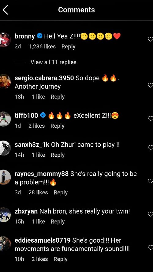 Bronny James' comment