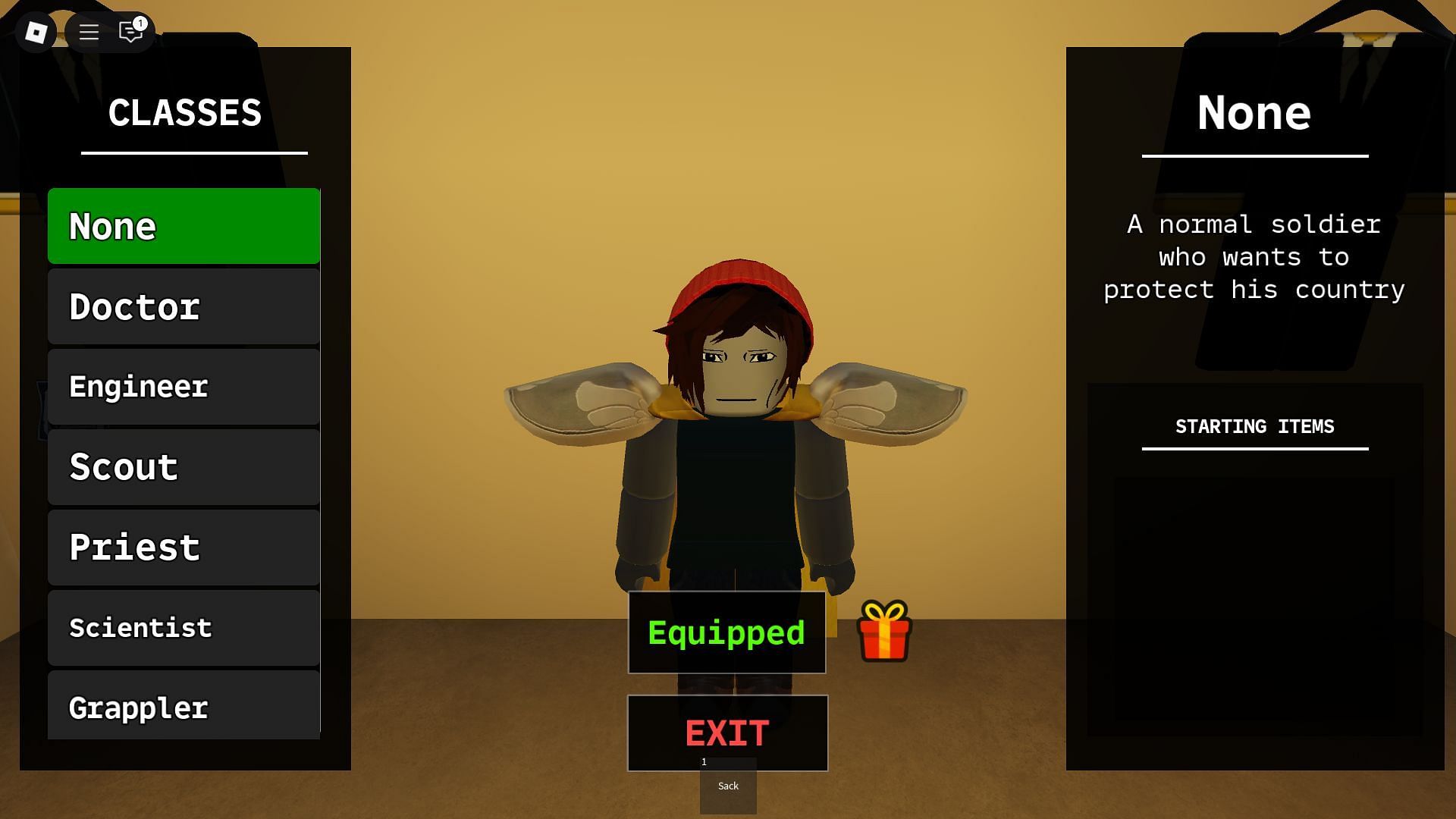 Výber tried (obrázok cez Roblox)