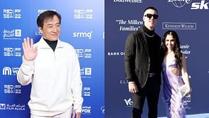 Days before Jackie Chan's film's US premiere, Bobby Miller’s girlfriend Natalie Loureda turns heads with Karate pose at Times Square