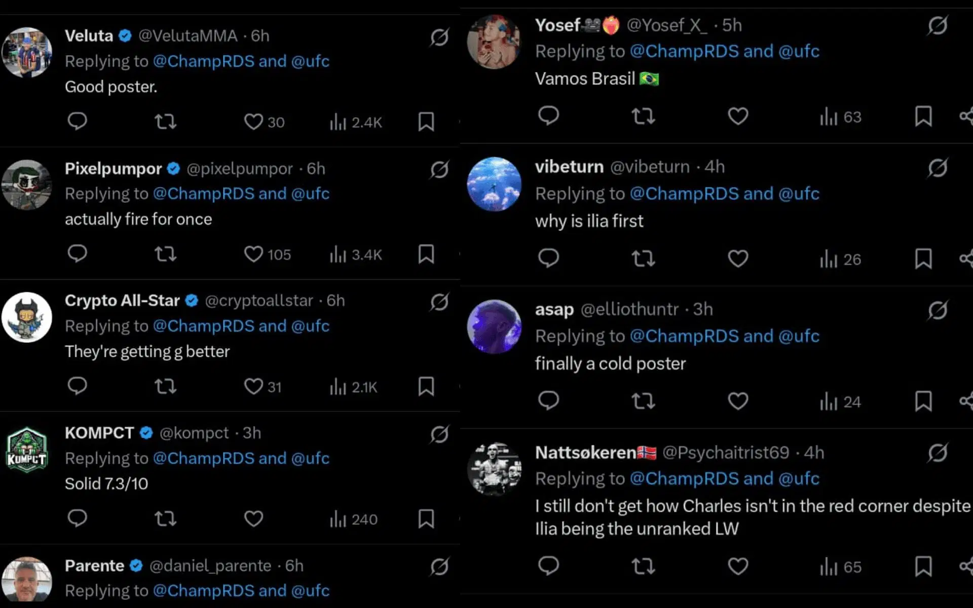 Fans&#039; reaction to the UFC 317 poster. [Screenshots courtesy: @ChampRDS on X]