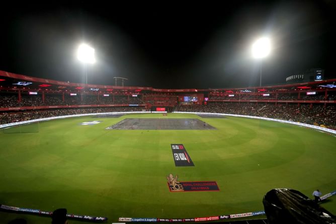 Heavy rain lashes the M Chinnaswamy Stadium in Bengaluru ahead of RCB vs KKR IPL 2025 match [Watch]