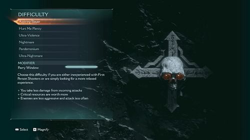 Difficulty presets in The Dark Ages (Image via Sportskeeda Gaming || Bethesda Softworks)