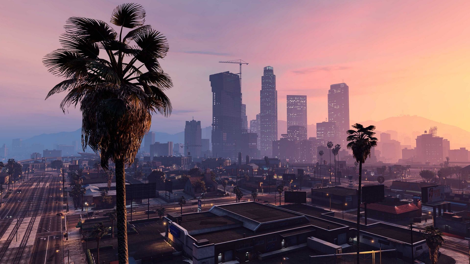 GTA Online vs GTA 5: Los Santos&#039; skyline (Image via Rockstar Games)