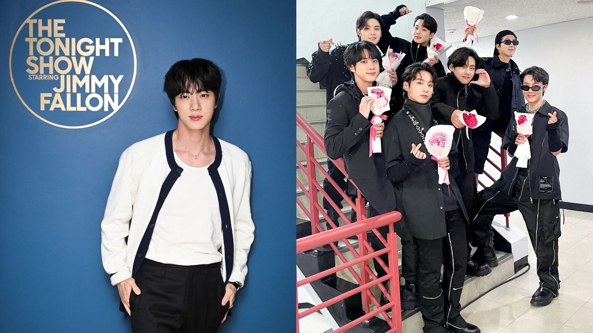 BTS&rsquo; Jin calls members his &ldquo;life savers&rdquo;  (Images via X/@bts_bighit &amp; @FallonTonight)