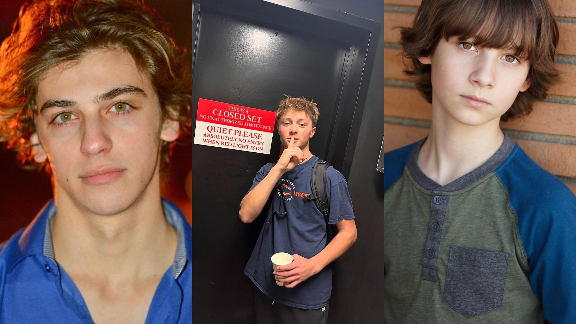 Gio (Giovanni Mazza), Danny (Asher Antonyzyn), and Rocco (Finn Carr) from General Hospital (Image via Instagram/@finn_carr08, @asher_antonyzyn_official, @giovanniviolin)