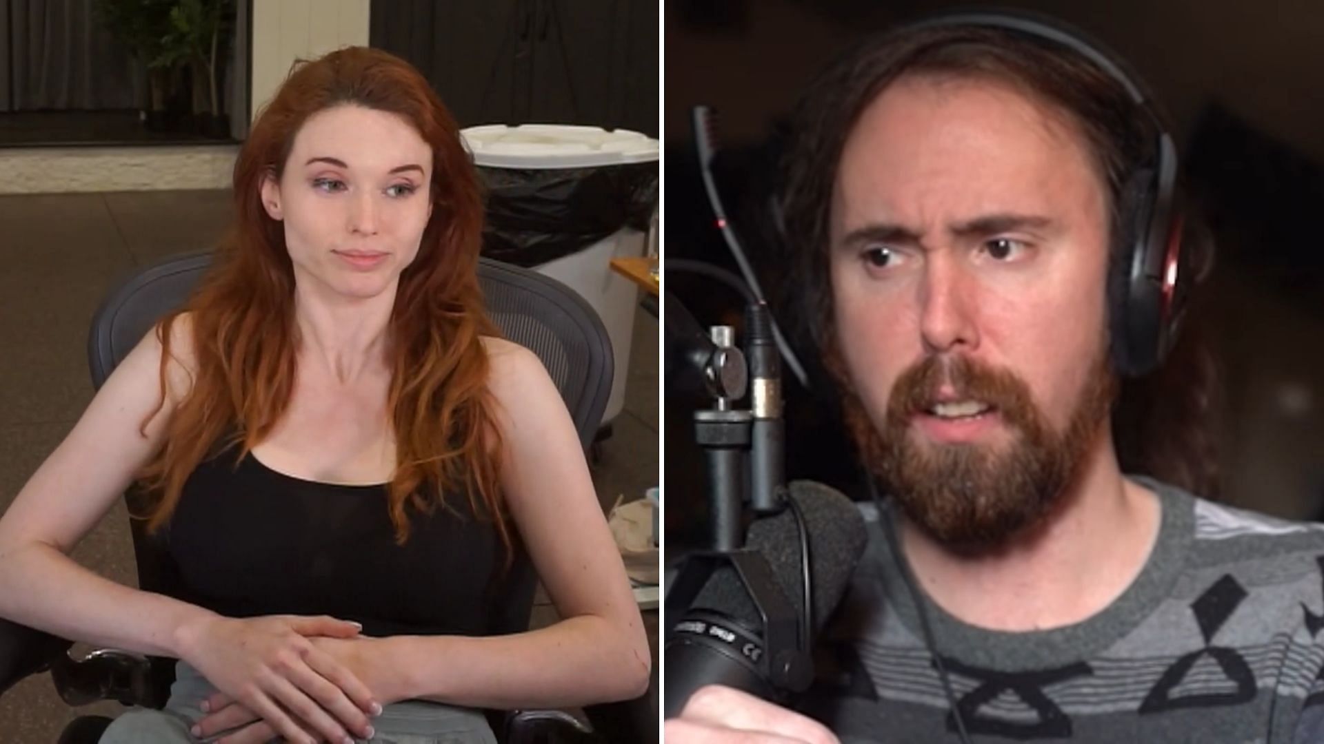 Asmongold reacts to the Amouranth situation (Image via Amouranth/Kick, Asmongold Clips/YouTube)