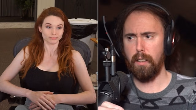 Asmongold reacts to the Amouranth situation (Image via Amouranth/Kick, Asmongold Clips/YouTube)