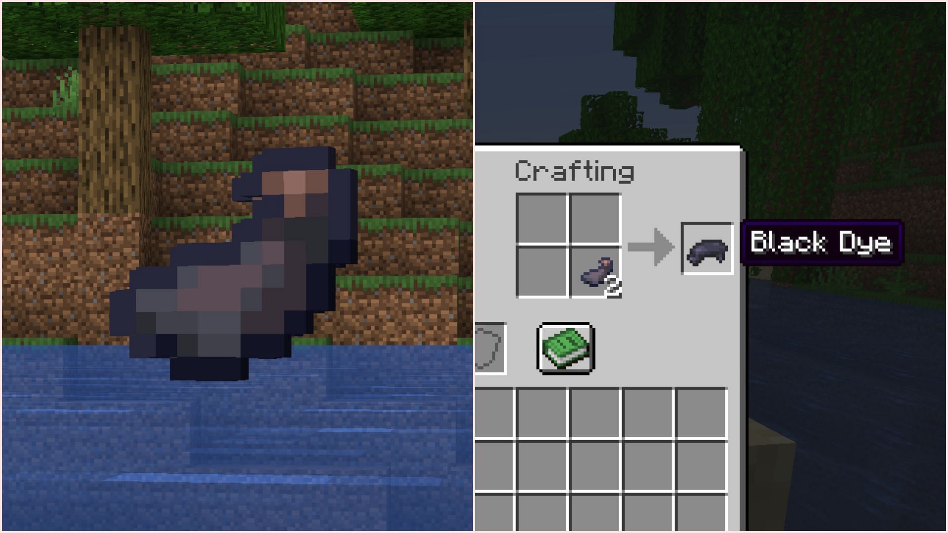 Squids drop ink sacs that can be used as black dye (Image via Sportskeeda Gaming || Mojang Studios)
