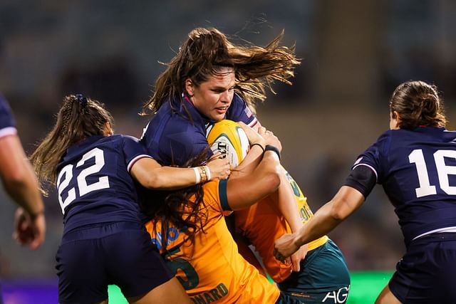 Ilona Maher in Rugby 15&#039;s clash against Australia (Image via: Getty)