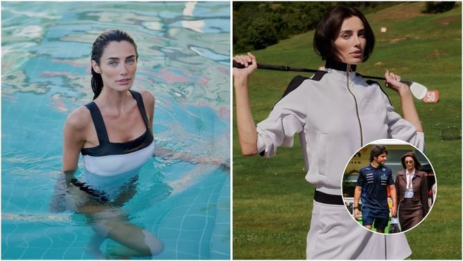 Carlos Sainz's girlfriend Rebecca Donaldson sets fashion statement in a black and white swimsuit