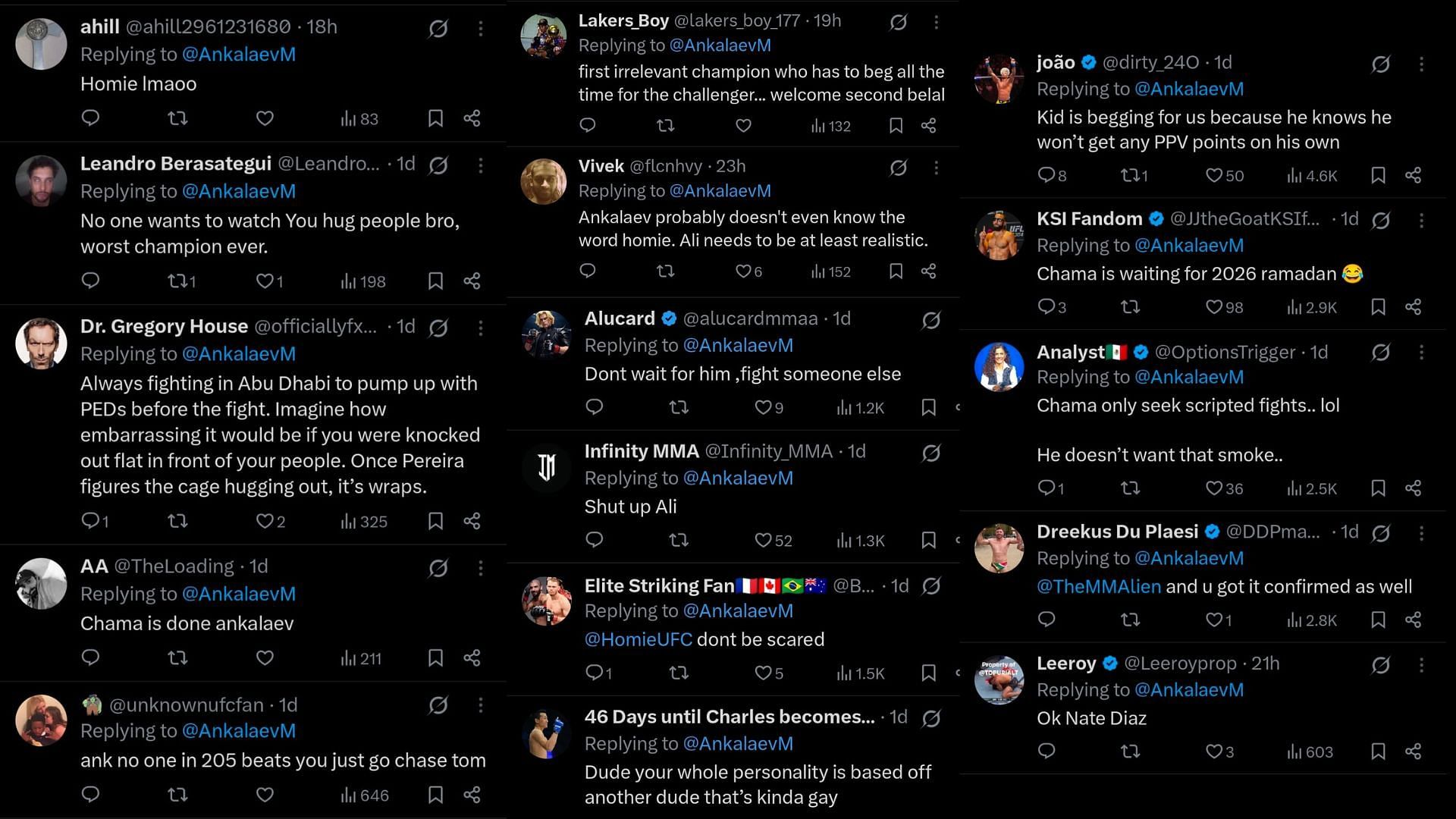 Fan reactions [Screenshot courtesy: @AnkalaevM on X]