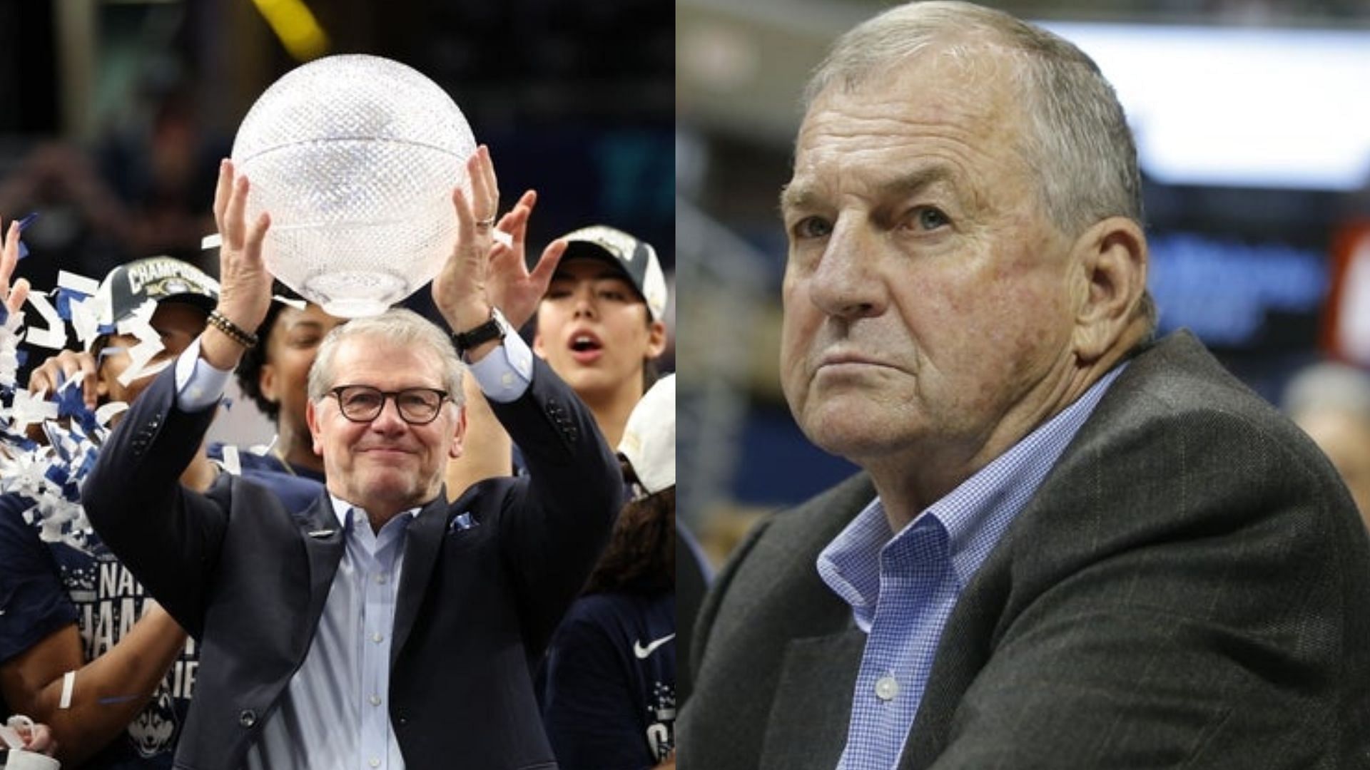 UConn coach Geno Auriemma and Jim Calhoun